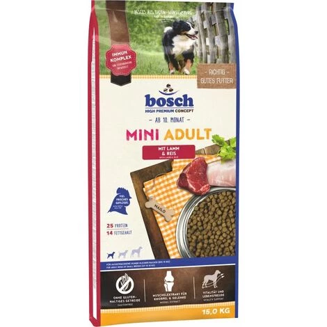 BOSCH PETFOOD CONCEPT Bosch Mini Adult Lamm & Reis 15 Kg Hundefutter Trockenfutter 1 BOSCH PETFOOD CONCEPT Bosch Mini Adult Lamm & Reis 15 Kg Hundefutter Trockenfutter