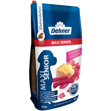 Dehner Premium Hundetrockenfutter Maxi Senior, Ente Und Lamm Mit Kartoffel, 4 Kg 1 Dehner Premium Hundetrockenfutter Maxi Senior, Ente Und Lamm Mit Kartoffel, 4 Kg