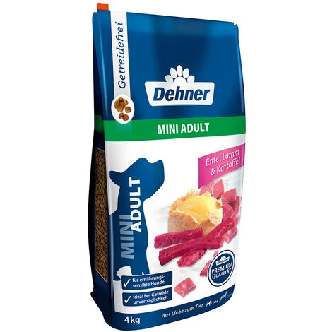 Dehner Premium Hundetrockenfutter Mini Adult, Ente Und Lamm Mit Kartoffel, 4 Kg 1 Dehner Premium Hundetrockenfutter Mini Adult, Ente Und Lamm Mit Kartoffel, 4 Kg