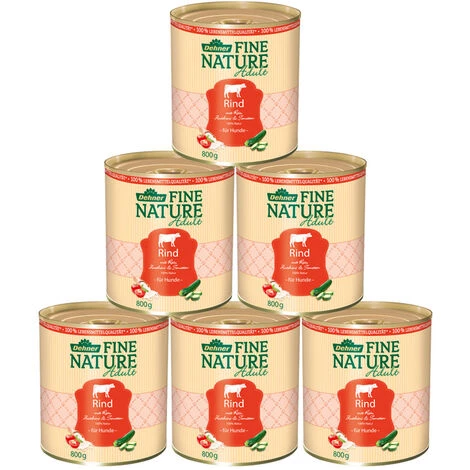 Dehner Fine Nature Hundefutter Adult, Lebensmittelqualität, Rind, 6 X 800 G (4.8 Kg) 1 Dehner Fine Nature Hundefutter Adult, Lebensmittelqualität, Rind, 6 X 800 G (4.8 Kg)