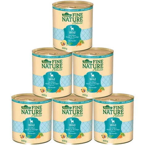 Dehner Fine Nature Hundefutter Adult, Lebensmittelqualität, Wild, 6 X 800 G (4.8 Kg) 1 Dehner Fine Nature Hundefutter Adult, Lebensmittelqualität, Wild, 6 X 800 G (4.8 Kg)