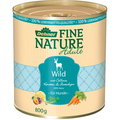 Dehner Fine Nature Hundefutter Adult, Lebensmittelqualität, Wild, 6 X 800 G (4.8 Kg) 2 Dehner Fine Nature Hundefutter Adult, Lebensmittelqualität, Wild, 6 X 800 G (4.8 Kg) – Bild 2