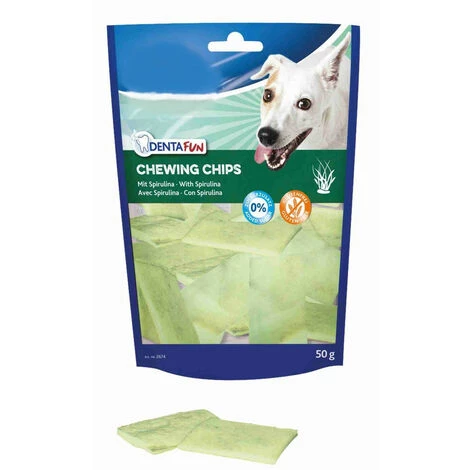 ANIMALLPARADISE Denta Fun Spirulina Kaugummi Chips Für Hunde, Gewicht 50 G. 1 ANIMALLPARADISE Denta Fun Spirulina Kaugummi Chips Für Hunde, Gewicht 50 G.