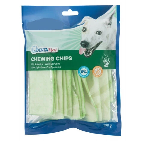 ANIMALLPARADISE Denta Fun Spirulina Kaugummi Chips Für Hunde, Gewicht 100g. 1 ANIMALLPARADISE Denta Fun Spirulina Kaugummi Chips Für Hunde, Gewicht 100g.