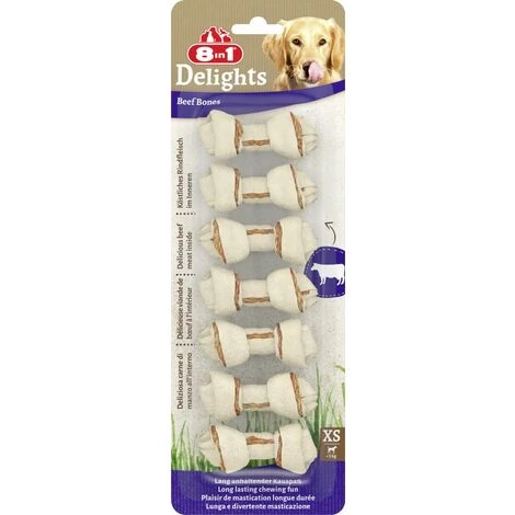 8in1 Kauknochen Delights Beef XS Leckerli Kausnack Hundefutter 2 8in1 Kauknochen Delights Beef XS Leckerli Kausnack Hundefutter – Bild 2