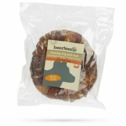 Beeztees Hundesnack Rinderhautring Mit Ente D= 2 X 7,5 Cm Kausnack Kauartikel