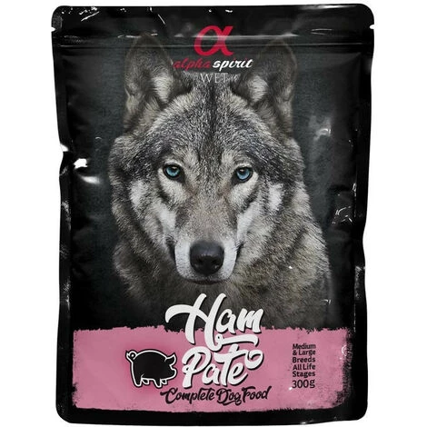 Alpha Spirit Dog Pouch Pate Ham 12x300grs 1 Alpha Spirit Dog Pouch Pate Ham 12x300grs