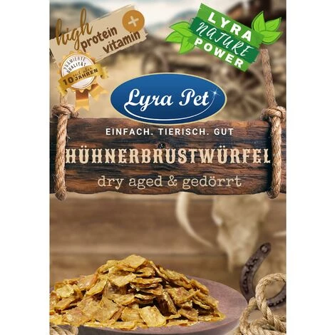 1 Kg Lyra Pet® Hühnerbrustwürfel Dry Aged & Gedörrt 1 1 Kg Lyra Pet® Hühnerbrustwürfel Dry Aged & Gedörrt