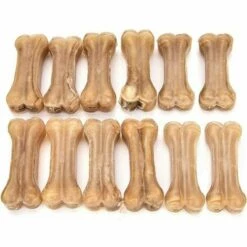 NAXUNNN Pet Dogs Bone Natural Bone Chew Acht Darm Gefüllte Hundeknochen Aus Rohhaut Leckere Kausnacks Für Kleine Hunde/große Hunde (12 Stück/3 Zoll)